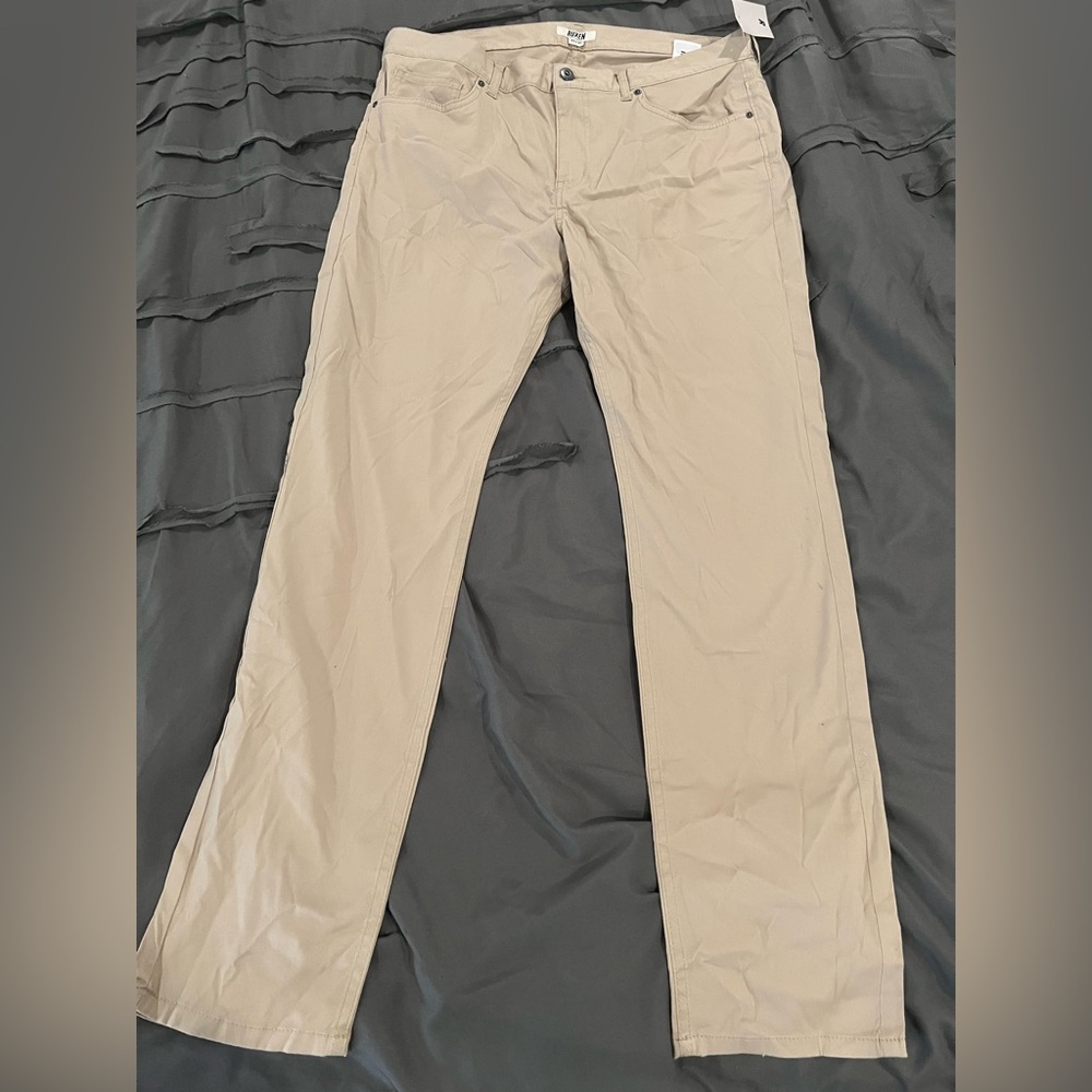 Mens  Beige Straight-Leg Pants by Ruxen